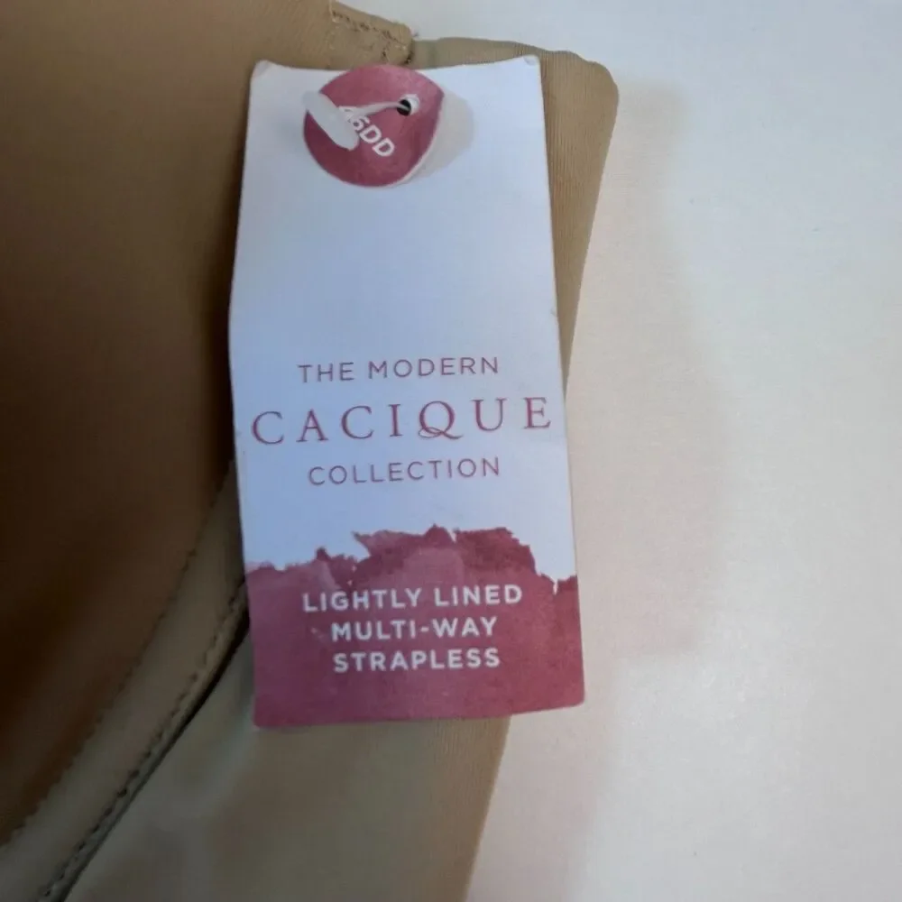 Cacique NWT Women's Tan Lightly Lined Underwire Strapless Bra Size 46DD